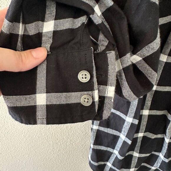 J Crew Flannel Plaid Black White Button Down Long Sleeve Shirt Size S - Picture 5 of 7